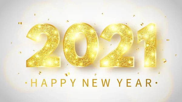 2021 Szczęśliwego Nowego Roku Świąteczne Dekoracje Luksusowy Baner Wakacyjny Złotymi — Wektor stockowy