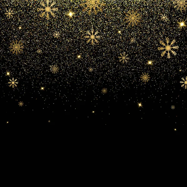 Fondo Navideño Con Brillo Brillantes Copos Nieve Dorados Textura Brillo — Vector de stock