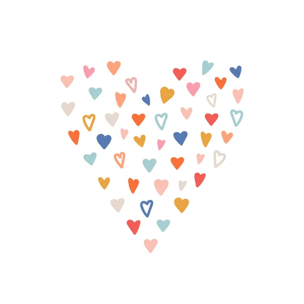 Ručně Kreslené Srdce Izolované Bílém Pozadí Valentýnské Přání Ručně Vyráběné — Stockový vektor