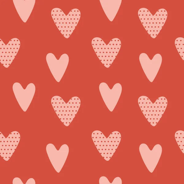 Vzorek Srdce Ručně Kreslené Prvky Designu Srdce Valentýnská Textura Barevné — Stockový vektor