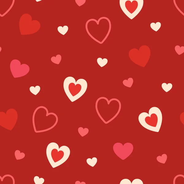 Patrón Del Corazón Sobre Fondo Rojo Elemento Diseño Corazones Textura — Vector de stock