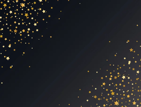 Роскошная золотая рождественская рамка. Элегантные элементы дизайна для отдыха. Волшебные золотые летающие звезды на темном фоне. Рождественский орнамент. Поздравительная открытка. Векторная иллюстрация — стоковый вектор