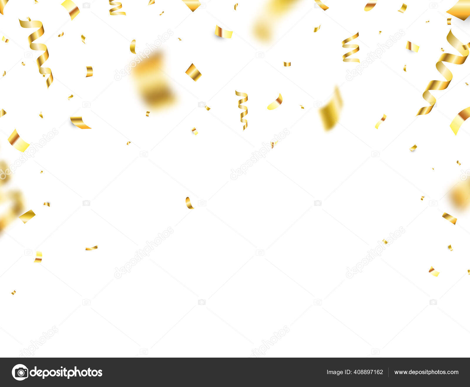 Riche Confetti D'étoiles D'or. Fond De Vecteur De Fête Nouvel An