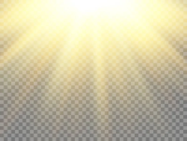 Fondo Soleado Luz Solar Sobre Fondo Transparente Efecto Luz Brillante — Vector de stock