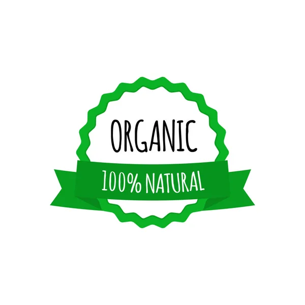 Veganes Vektorabzeichen Rund Eco Grünes Logo Mit Schleife Etikett Für — Stockvektor