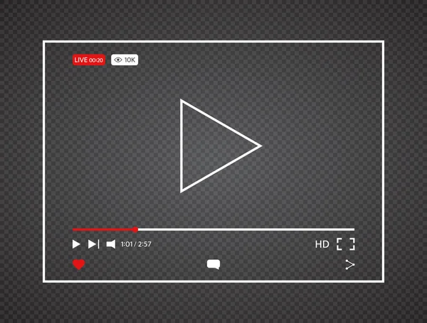 Video Player Live Stream Video Background 10K Views Interface Web — Stock Vector