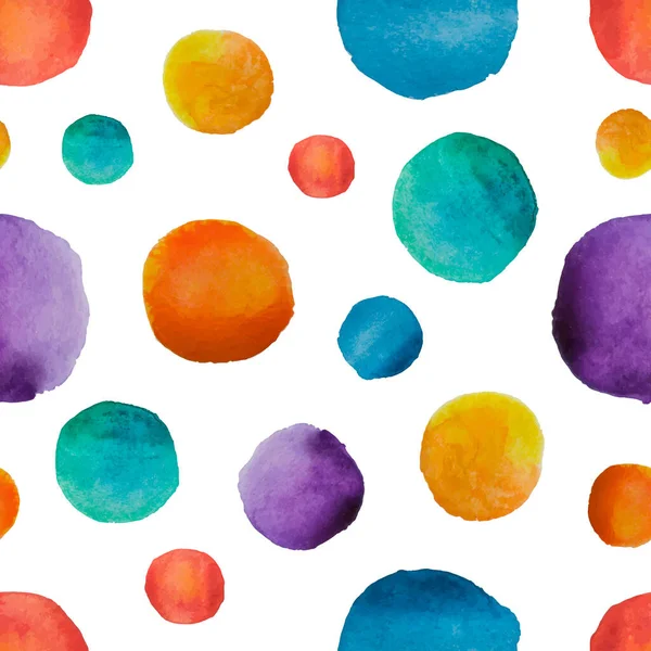 Rainbow Watercolor Polka Dot Pattern Bright Watercolor Seamless Pattern Colorful — Stock Vector