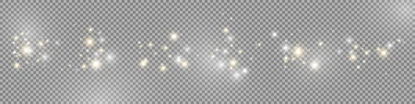 Gloeilampen Effect Ingesteld Lange Banner Glitterlicht Goud Witte Magische Deeltjes — Stockvector
