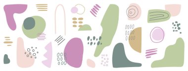 Organik şekiller uzun afişler. El çizimi soyut tasarım elementleri pastel renklerde. Minimal stil kaplama şablonu. Sosyal medya hikayeleri, markalaşma, el ilanları için sanat formu. Vektör illüstrasyonu