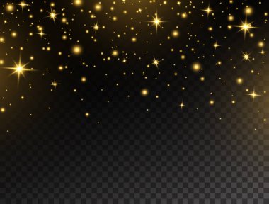 Kutlama geçmişi. Parlak altın bir çerçeve. Altın parıltılı pankart. Noel parlak tasarımı. Parçacık efektli lüks tebrik kartı. Pırıl pırıl. Yıldız tozu. Vektör illüstrasyonu