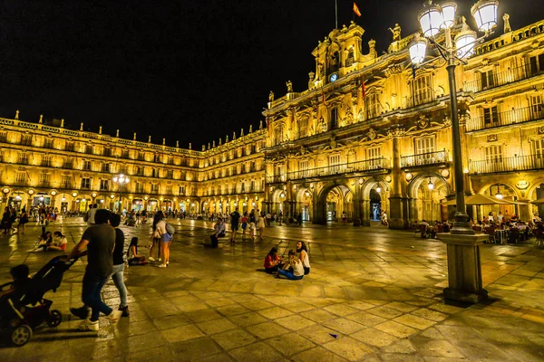 Salamanca España Noche Gran Plaza Principal Salamanca España — Foto de Stock