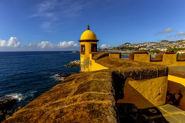 Färgglad Gul Fort Funchal Madeira Portugal — Stockfoto
