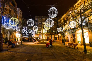 Noel ışık ve insanlar Vigo - Galiçya - İspanya
