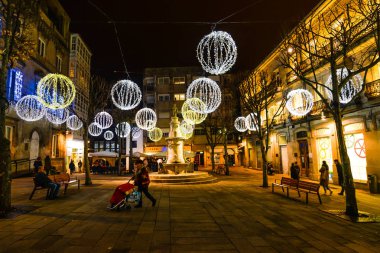 Noel ışık ve insanlar Vigo - Galiçya - İspanya