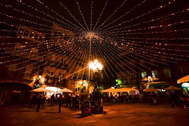 Noel ışık ve insanlar Vigo - Galiçya - İspanya