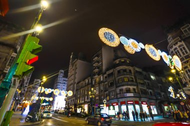 Noel ışık ve insanlar Vigo - Galiçya - İspanya