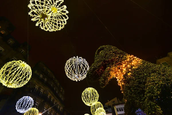 Luz Gente Navidad Vigo Galicia España — Foto de Stock