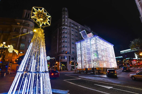 Noel ışık ve insanlar Vigo - Galiçya - İspanya