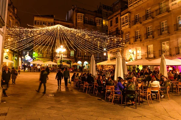 Noel ışık ve insanlar Vigo - Galiçya - İspanya