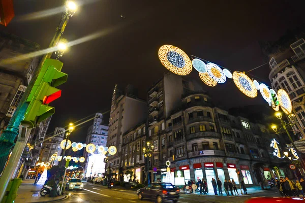 Luz Gente Navidad Vigo Galicia España — Foto de Stock