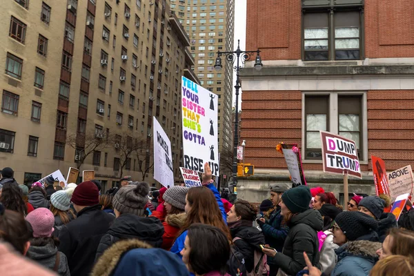 New York Usa Participants Signs Women March 2019 — Stock Photo, Image