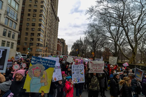 New York Usa Participants Signs Women March 2019 — Stock Photo, Image