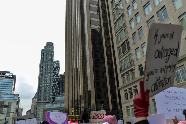 New York Usa Participants Signs Women March 2019 — Stock Photo, Image