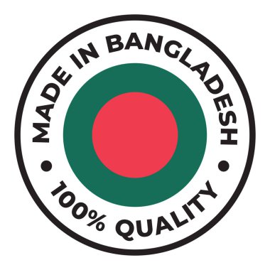 Vektör çemberi sembolü. Bangladeş 'te bayrakla yazılmış metin. Beyaz arkaplanda izole.