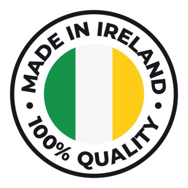 Vektör çemberi sembolü. İrlanda 'da bayrakla yazılmış metin. Beyaz arkaplanda izole.