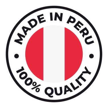 Vektör çemberi sembolü. Peru 'da bayrakla yazılmış metin. Damga. Beyaz arkaplanda izole.