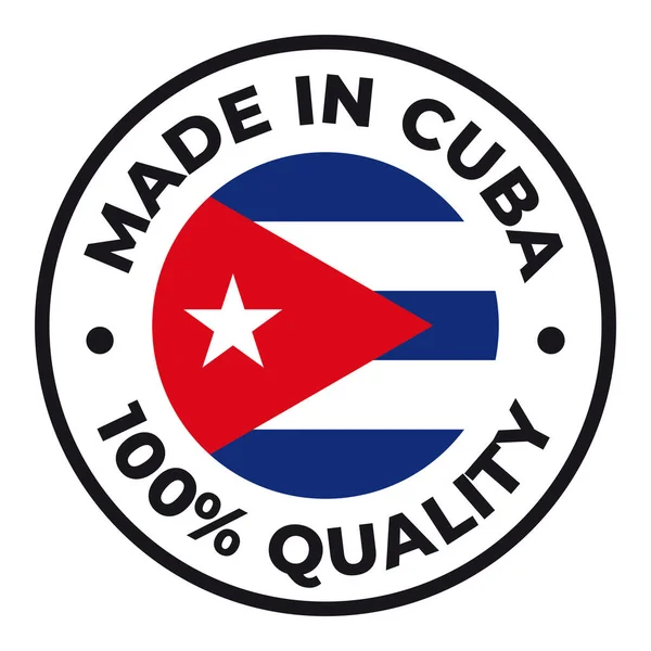 Símbolo Círculo Vetorial Texto Feito Cuba Com Bandeira Isolado Sobre —  Vetores de Stock