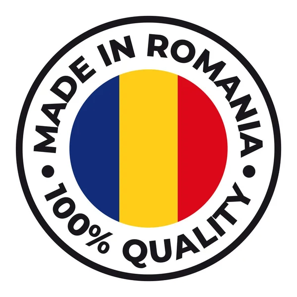 Símbolo Círculo Vetorial Texto Made Romania Com Bandeira Isolado Sobre —  Vetores de Stock
