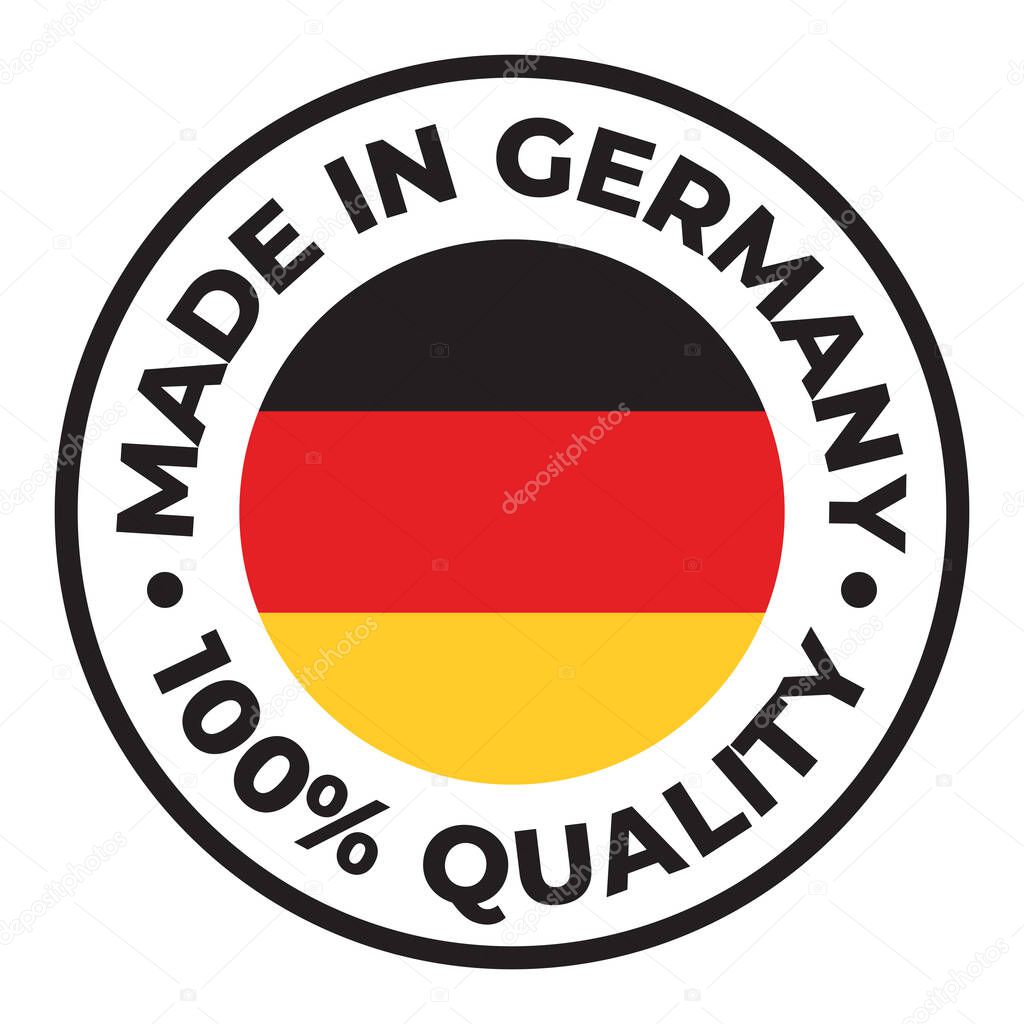 Vector circle symbol. Text Made in Germany with flag. Isolated on white background.