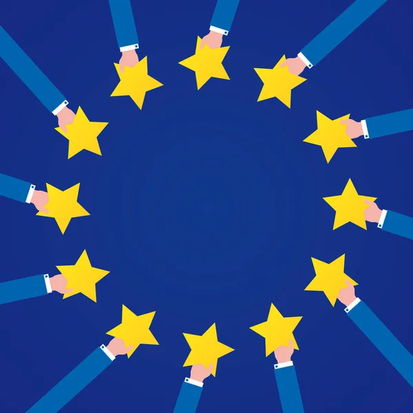 Mani Vettoriali Cerchio Con Stelle Simbolo Dell Unione Europea — Vettoriale Stock