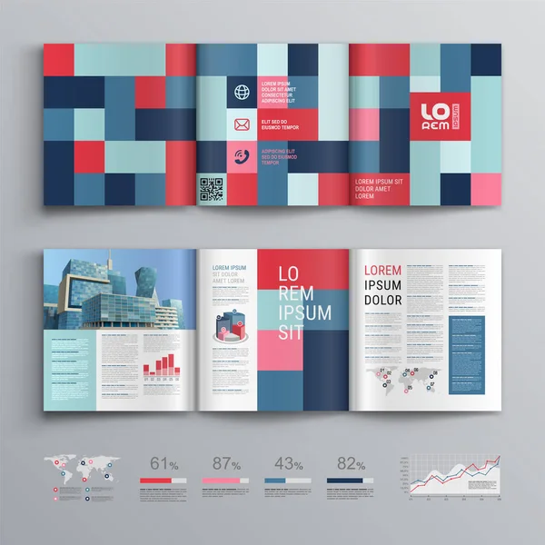 Modèle Brochure Affaires Avec Des Carrés Couleur Mise Page Couverture — Image vectorielle