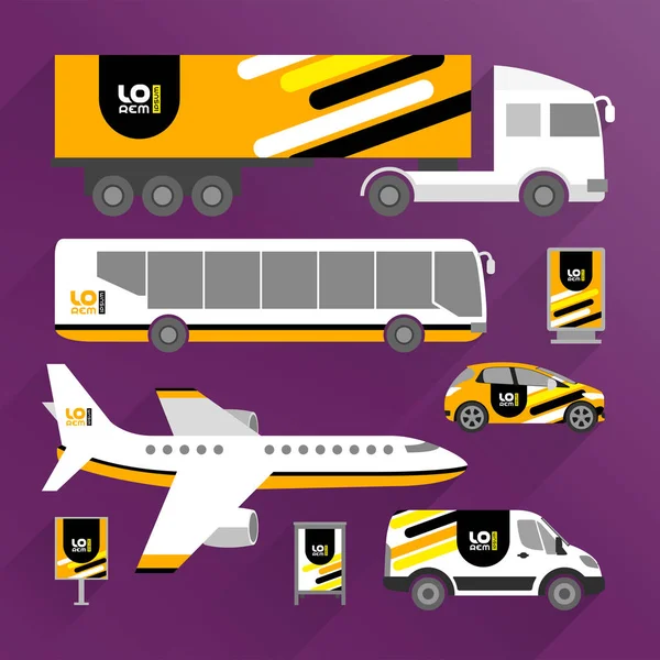 Design Publicitaire Transport Orange Avec Des Lignes Diagonales Noires Jaunes — Image vectorielle
