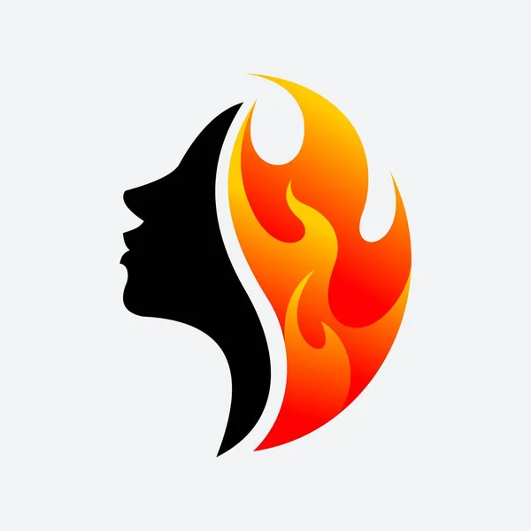 Logotipo Vetor Mulheres Fogo — Vetor de Stock