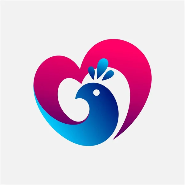 Love Peacock Vektor Logotyp — Stock vektor
