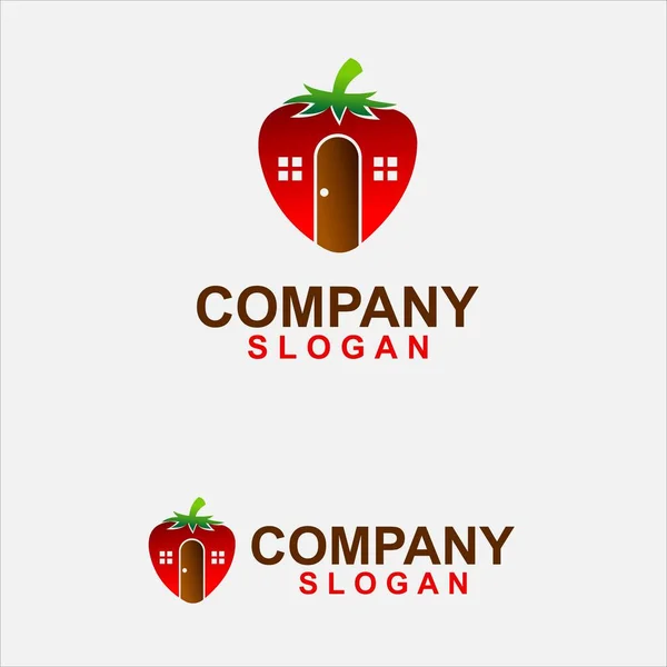 Erdbeere Haus Vorlage Logo — Stockvektor
