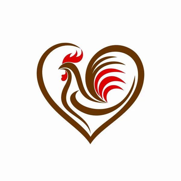 Lovers Rooster Logo Template — Vector de stock