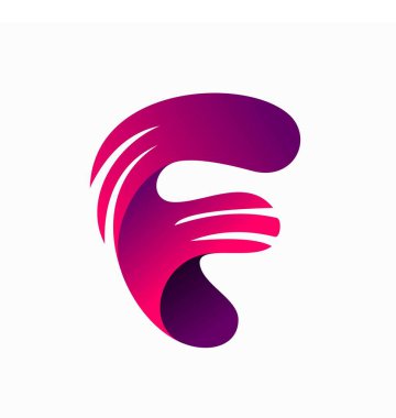 F Harfi Logo Şablon Çizimi