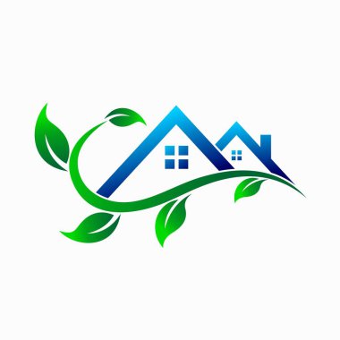 yeşil ev logosu, ağaç vektör logosu