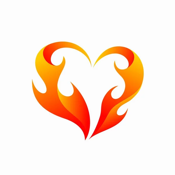 Logo Del Fuoco Che Forma Cuore — Vettoriale Stock