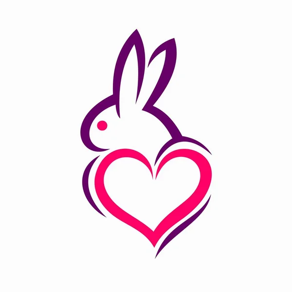 Conejo Amantes Los Animales Logo Design — Vector de stock