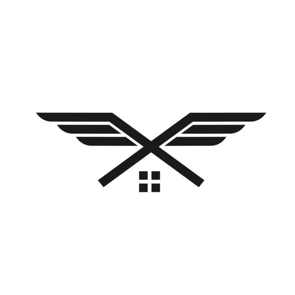 Домашний Логотип Который Сформировал Крылья — стоковый вектор