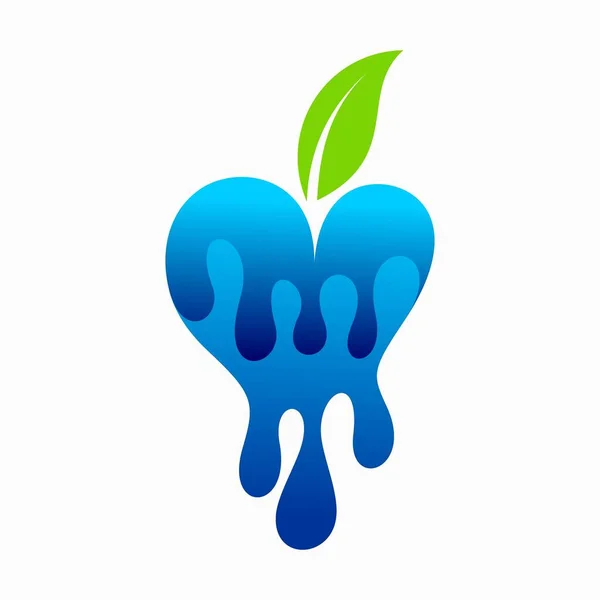 Logotipo Agua Que Formó Silueta Manzana — Vector de stock