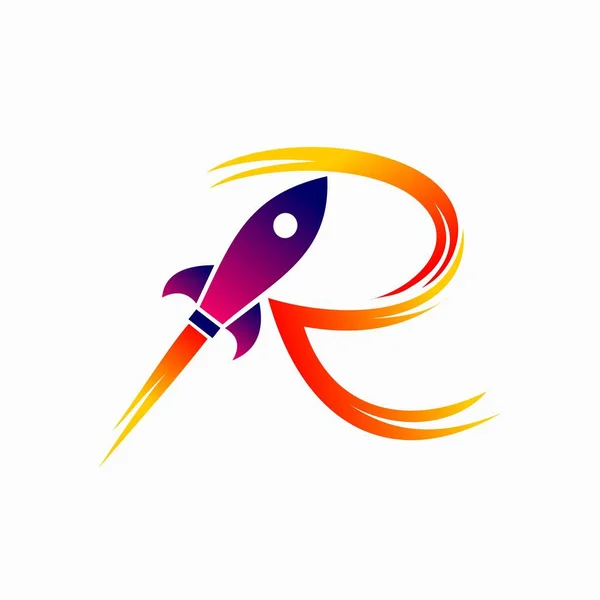 Logo Rockets Smoke Che Fanno Lettera — Vettoriale Stock