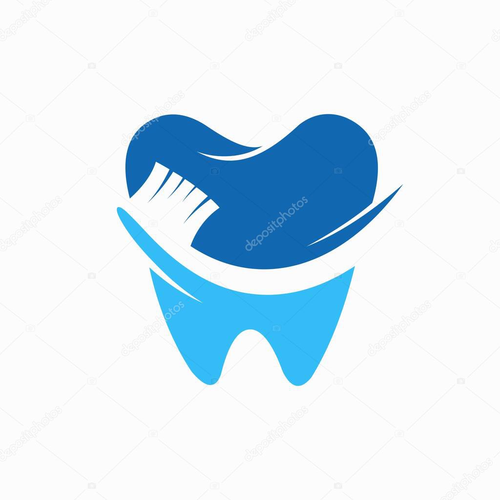 Tooth logo forms a toothbrush