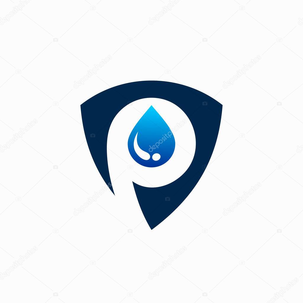 Shield and droplet logo that formed letter P