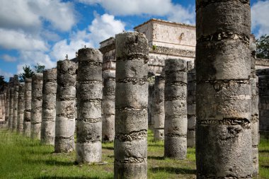 Maya Piramidi Chichen Itza Mexico. Peyzaj. El Castillo Tapınağı manzarası, Chichen Itza Mexico.